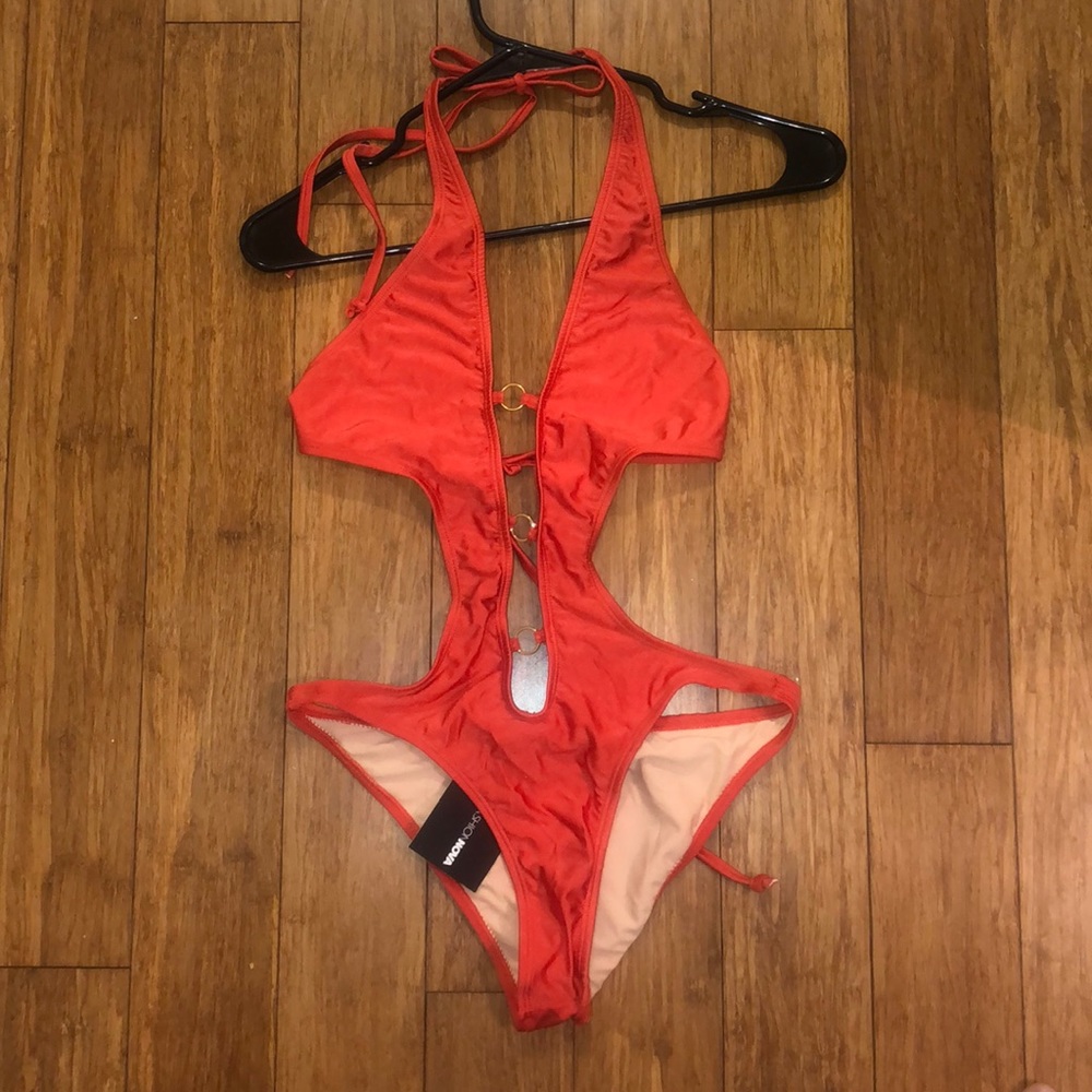 Red Fashion Nova Sexy One Piece Swim Bikini S
